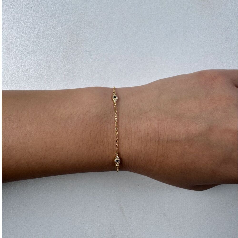 Dainty Gold Plated Evil Eye Bracelet Y2K Boho Stacking Jewelry
